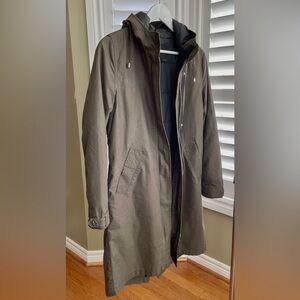 Zara Dark Green Parker Jacket Trench Coat With Removable Quilted Vest